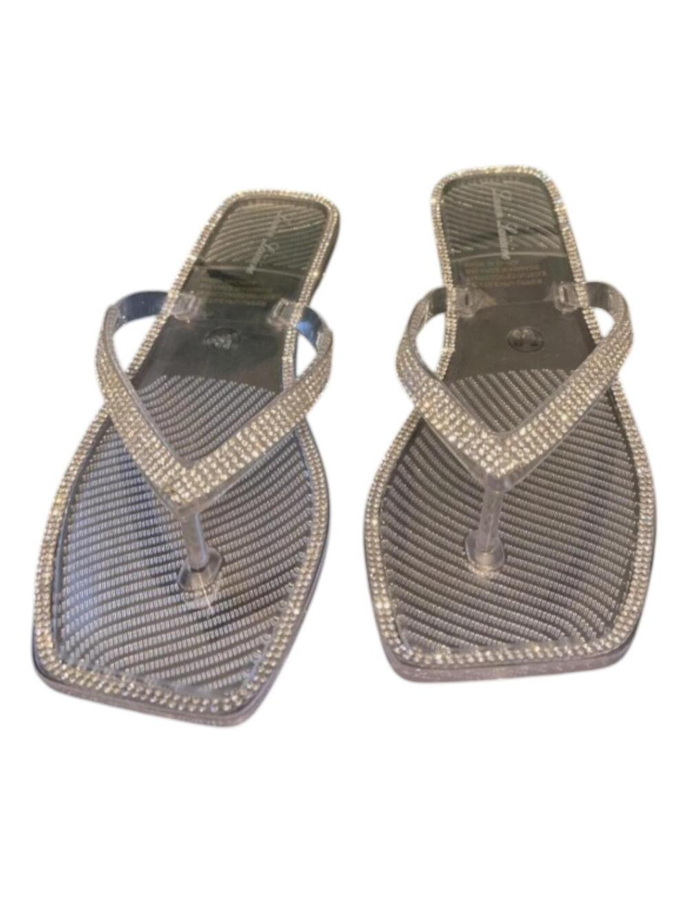 Lauren Lorraine Tampa Clear Rhinestone Sandals Womens Size 7 Bling Slide New - Picture 3 of 6